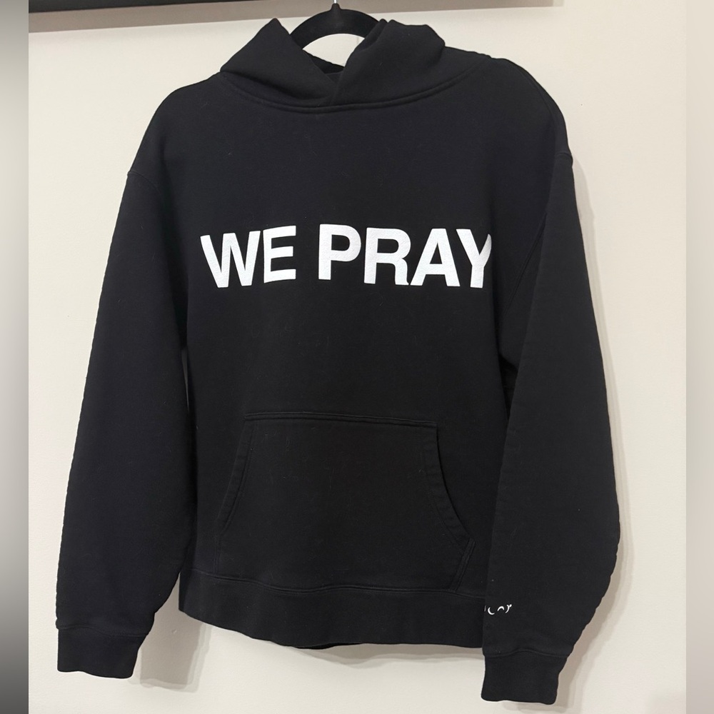 Coldplay Black Hoodie with 'WE PRAY' Print